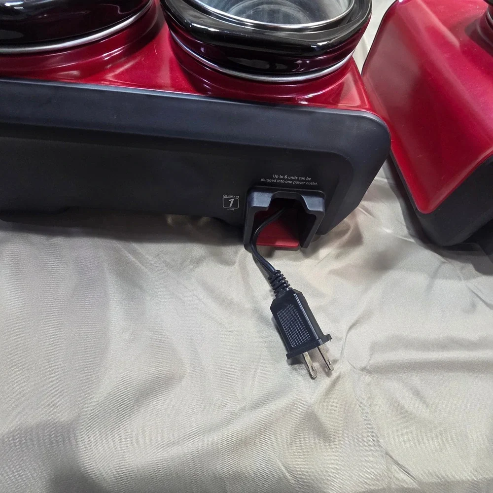 Crock-Pot Hook Up Connectable Entertaining System Red 3 Pot Set Double Single